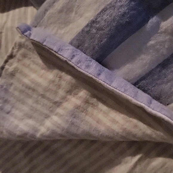 BALLARD DESIGNS King Duvet  Riviera Linen Blue & Beige Stripe Duvet + Sham - Picture 5 of 6